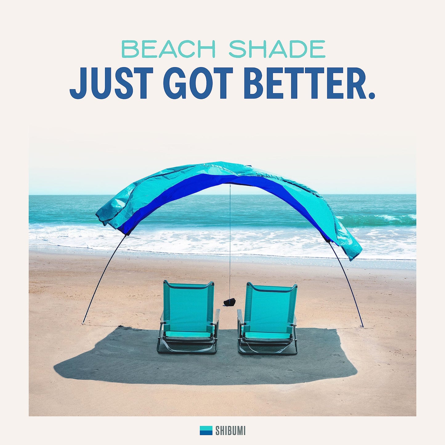 Shibumi Shade Mini 3.0 Version | Beach Canopy Wind-Powered Portable Sun Shade | Provides 75 Sq. Ft. of Shade for up to 4 People | Sets up in 2 Min | Quiet Canopy | Wind Assist Included