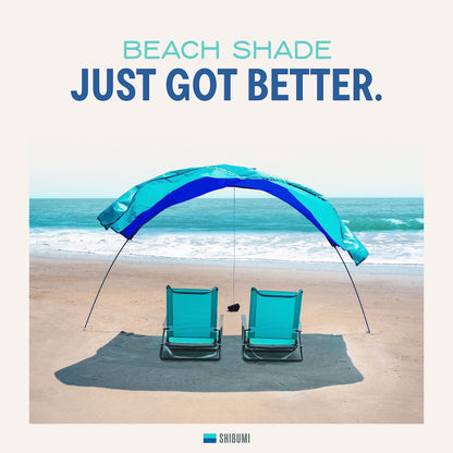 Shibumi Shade Mini 3.0 Version | Beach Canopy Wind-Powered Portable Sun Shade | Provides 75 Sq. Ft. of Shade for up to 4 People | Sets up in 2 Min | Quiet Canopy | Wind Assist Included