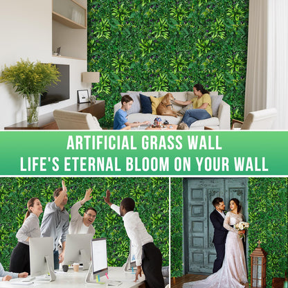 Grooy Artificial Boxwood Panels, 12pcs Grass Wall Panels 20"x20"(33.33sq.ft), Privacy Hedge Fence Screen with UV Protection, Fake Greenery Backdrop for Indoor Wedding and Outdoor Garden Backyard