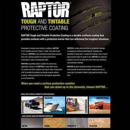 CUSTOM SHOP U-Pol Raptor Black Urethane Spray-On Truck Bed Liner 8 Quart Kit and Custom Coat Spray Gun with Regulator