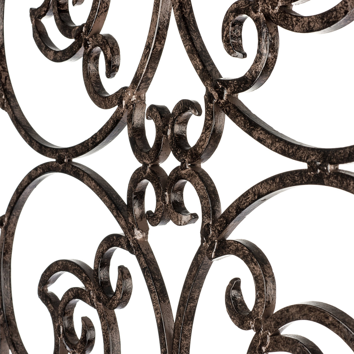 H Potter 72” Heavy Duty Garden Trellis – 60 lb Solid Iron Scrollwork Panel, 1” Metal Frame with Ground & Stabilizing Stakes (Charcoal Brown)