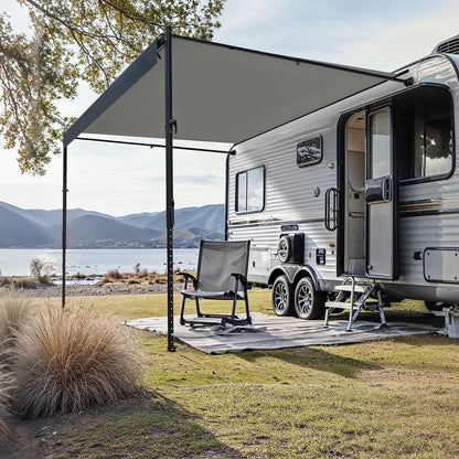 VEVOR Manual RV Awning Complete Kit, 18' Retractable Awning with Aluminum Alloy Frame, Outdoor Trailer Awning, Fit for Most RVs(Black Fade)