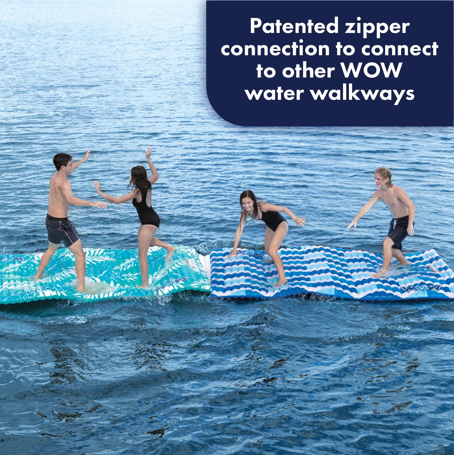 Wow Sports Inflatable Water Walkway Mat - Palm Leaf - 10 x 6 ft - Connects to Boats & Other Mats - for Kids & Adults