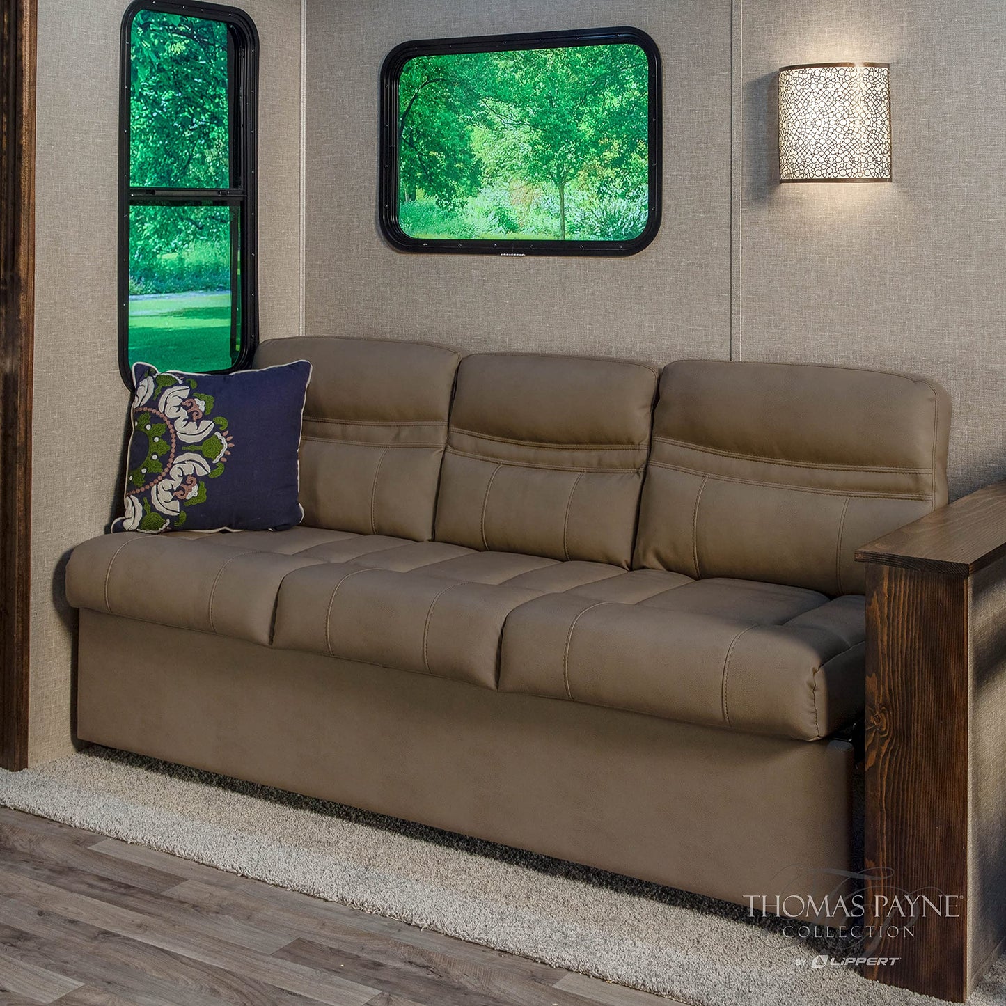 Thomas Payne RV Jackknife Sofa, 68", Transitions to Bed, Fold-Down Center, Cupholders, PolyHyde Fabric, High-Density Foam, Included Kickboard, Grummond - 2020129838