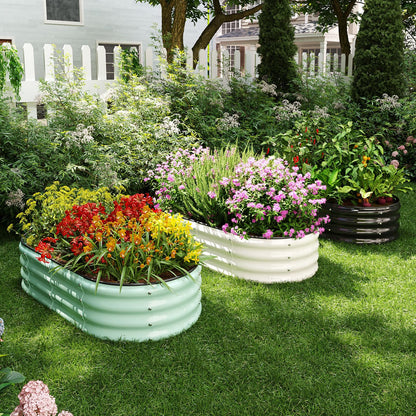 ZFHgarden Galvanized Metal Planter Raised Garden Bed Kit for Gardening Outdoor，4x2x1ft 2 Planter Grow Garden Box Raised Flower Bed，Long Vegetable Clearance Herb Raised Garden Beds for Gardening Black