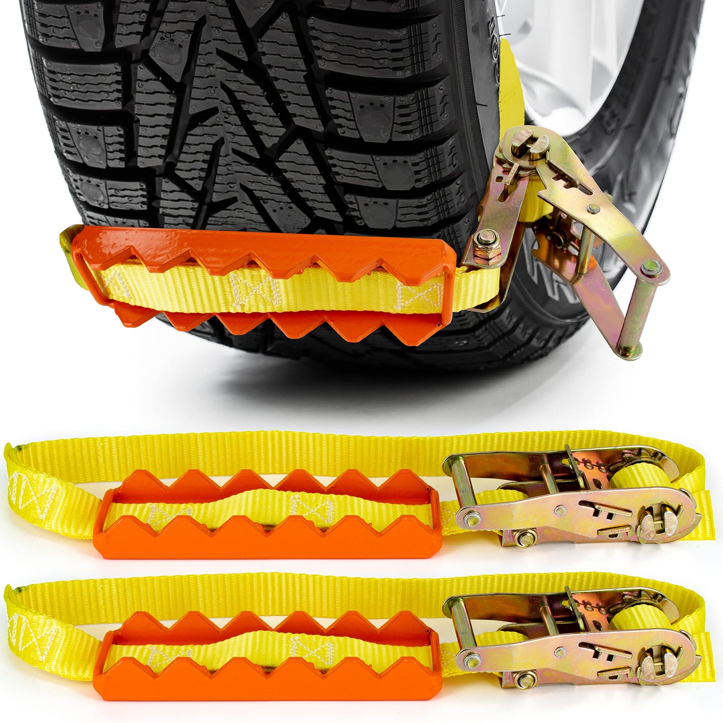 Metal Gripper Tire Chains Strap - New Version of Traction Boards Offroad Snow Chains - Compact Tool Kit Replaces Recovery Boards & Tire Chain - For Stuck Tires in Ice Mud Sand Snow - Car SUV Truck ATV
