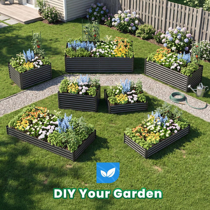 Quictent Galvanized Raised Garden Bed 4x3x2ft Tall Garden Bed Extra Height 22.4" Hold 24cft Soil Outdoor Heightened Planter Box for Deep Root Vegetables Herbs Tomato Cage Included, Dark Grey