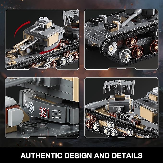 1165-Piece WW2 Army Tank Toys Building Sets Compatible with Lego Create A Large KV-VI Military Models or 8 Set WWII Tanks Great Gifts for Boys Kids