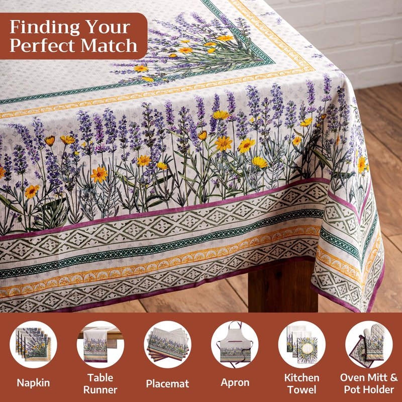 Maison d' Hermine Table Cloth Rectangle Table 100% Cotton 60 x 120 Inches Tablecloth Reusable Decorative for Dining Kitchen Room Farmhouse Home Gifts for Mothers Day Spring Summer - Fanny Lavender