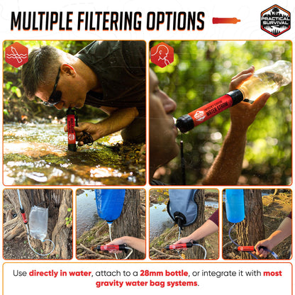 5 High-Capacity Emergency Water Straws – Lightweight, Reusable, 1800-gallon Filters for Camping, Hiking, Travel, Biking, Survival, and Emergency Preparedness - No Expiration Date - Practical Survival