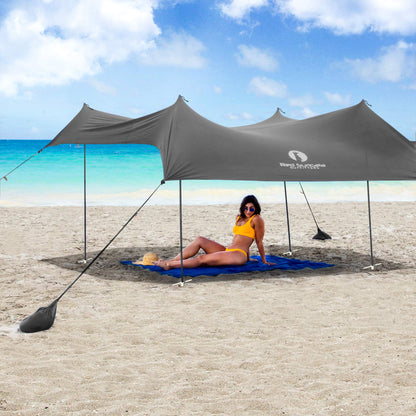 Red Suricata Family Beach Tent & Beach Canopy, UPF50 Sun Beach Shade, Sunshade with 4 Aluminum Poles, 4 Pole Anchors & Sand Shovel, Medium & Portable Sun Shelter Tarp (Medium, Grey)