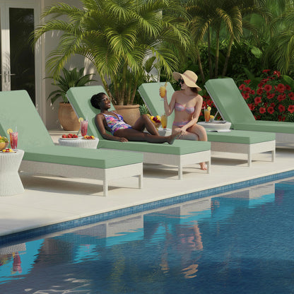 Summsun Chaise Lounge Cushions Outdoor Set of 4 - Waterproof and Fade Resistant Sun Lounger Replacement Cushions - Patio Lounger Pads with Removable Cover for Pool, Deck, 80 x 26 x 3 Inch, Sage Green