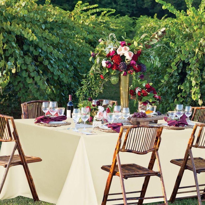 sancua Beige Tablecloths for 6 Foot Rectangle Tables, 8 Pack - Washable Polyester Fabric Table Cloth for Wedding Party, Birthday, Banquet Reception, 54x108 Inch Ivory