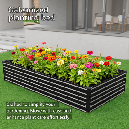 DIIYIV 8x4x1.5FT Galvanized Raised Garden Bed,Vegetable Boxes-Rectangle Metal Flower Box,Large Planter Raised Beds Outdoor Garden for Planting,Fruit,Herb-Black