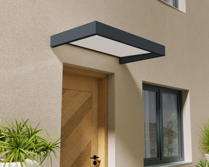 Palram - Canopia Sophia 5 Ft. x 3 Ft. 1600 Awning for Outdoors DIY Awnings Kit for Door, Windows, Exterior Coverage, to Protect from Sun, Rain, Snow, UV Protected Polycarbonate (Gray/Mist)