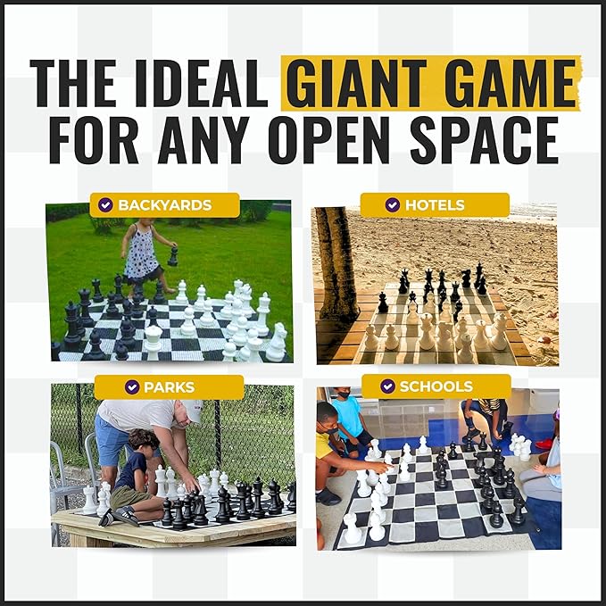 MegaChess Giant Chess Set Game with 12 Tall King - A Large Chess Set Yard Game for Families Looking for Outdoor Jumbo Games - 32 Large Pieces Made from Durable HDPE (Board Not Included)