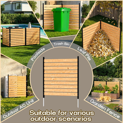 4ft H×3.2ft W(2 Panels) Privacy Fence Screen,No-Dig Wood Outdoor Privacy Screen,Aluminum Post,Air Conditioner Fence,Pool Equipment Enclosure,Trash Can Enclosure,Privacy Fence Panels for Patio/Garden