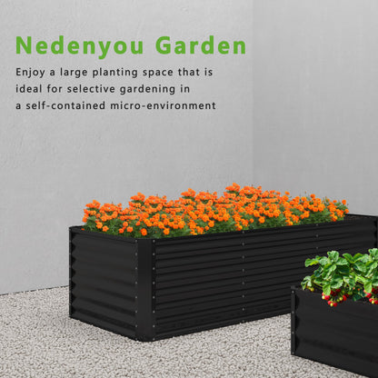 Nedenyou 2PCS 8x4x1FT Galvanized Raised Garden Bed,Planter Raised Beds-Metal Garden Box,Large Plant for Outdoor Planting, Vegetables Bed，Flower,herb-Black