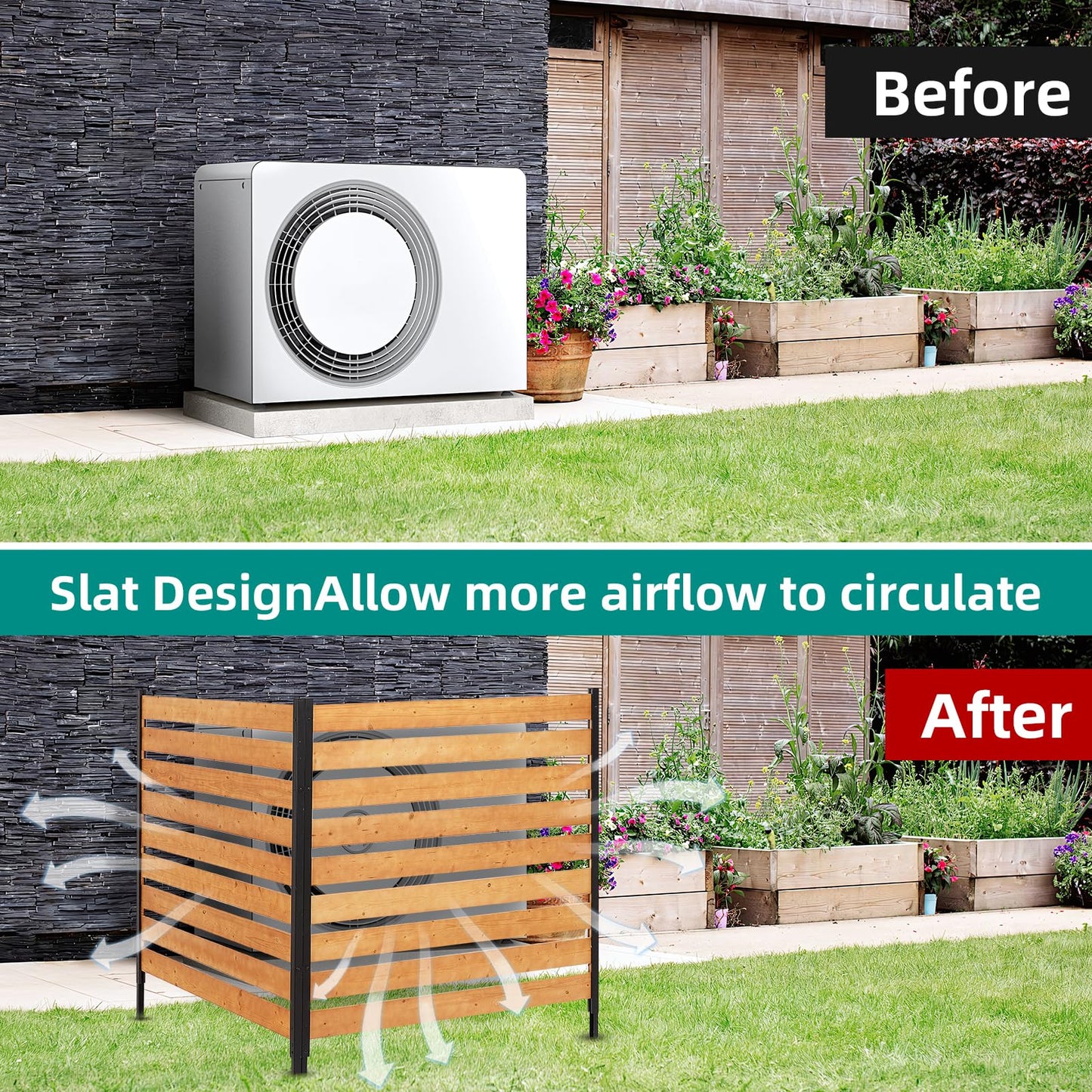 48 * 48 Inch Wood Privacy Fence Screen, Wooden Fence Panels for Outdoor Yard Trash Cans, AC Unit, Swimming Pool, Garden Yard Screen Windproof Enclosure(1 Panels)