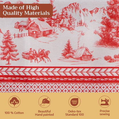 Maison d' Hermine Table Cloth Square Table 100% Cotton 60 x 60 Inches Fall Tablecloth Reusable Everyday Use for Thanksgiving Christmas Decorations Dining Farmhouse Party (Winter Jouy)