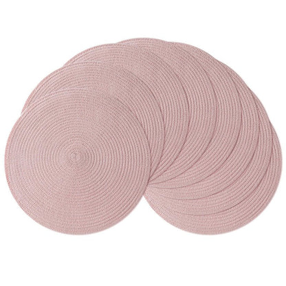 Leetaltree Round Placemats Heat and Slip Resistant Cotton Table Mats, Washable Bohemian Placemats for Dining Tables (Pink, Set of 4)