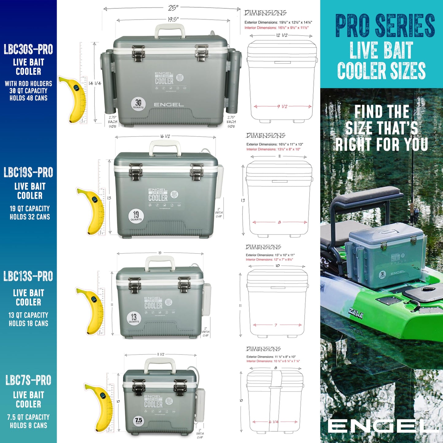 ENGEL 7.5 Quart Live Bait Cooler PRO for Fishing - Portable Minnow and Bait Bucket with Lithium-Ion Rechargeable Aerator - Tan (7.5Qt)