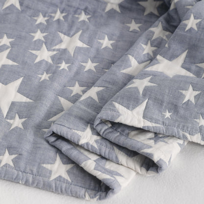 NTBAY 3 Layer Toddler Blanket, Muslin Cotton Jacquard Bed Blankets, Lightweight Thermal Baby Blanket, Super Soft and Warm Crib Blanket for All Seasons, Decoration Gift, 30"x40", Blue