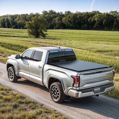 oEdRo Upgraded Soft Tri-fold Truck Bed Tonneau Cover On Top Compatible with 2014-2018 Chevy Silverado 1500 / GMC Sierra 1500 with 5.8ft Bed, Fleetside