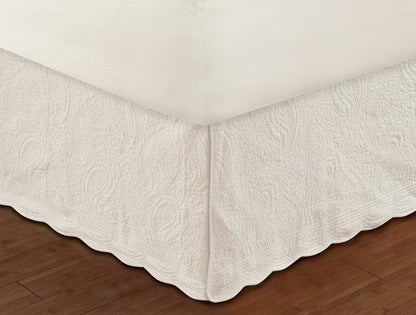 Greenland Home GL-1710GBKQ Paisley Quilted Bed Skirt, Ivory, Queen