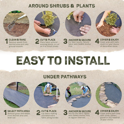 Dewitt 2-Pack Sunbelt Weed Barrier Fabric 3.2 oz, 3 x 300 Feet – Heavy-Duty Ground Cover Mat for Greenhouse Floors, Garden Rows, Raised Beds, Yard Gardening, and Outdoor Landscape Protection