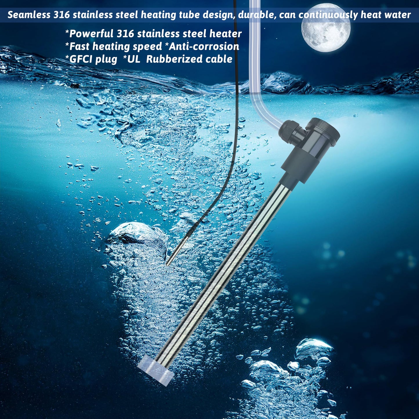 XCLBTFDC 3500W 240V Immersion Water Heater Portable Electric Inflatable Pool & Hot Tub Submersible Water Heater with Temp Control, GFCI for Baptistry, baptismal Pool, Swimming Pool, Above Ground Pool