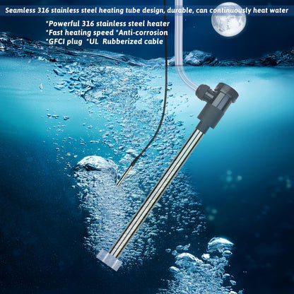 XCLBTFDC 3500W 240V Immersion Water Heater Portable Electric Inflatable Pool & Hot Tub Submersible Water Heater with Temp Control, GFCI for Baptistry, baptismal Pool, Swimming Pool, Above Ground Pool