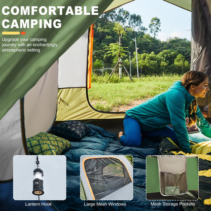 GoHimal SUV Tent for Camping, Waterproof PU3000mm Spacious Double Layer Design for 5-8 Person, Includes Rainfly and Storage Bag, 8FT L x 8FT W x 7.2FT H Green