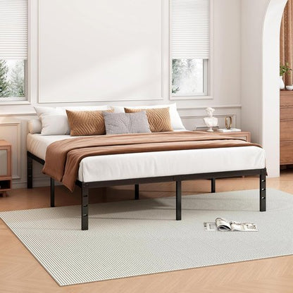 Hafenpo 18 Inch Full Bed Frame - Sturdy Metal Platform with Easy Assembly & Under Bed Storage | Black