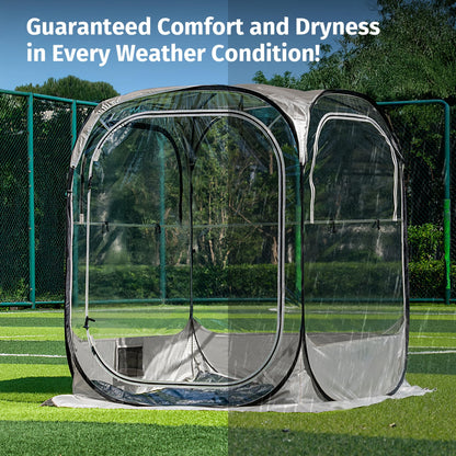 East Oak Weather Sports Tent for Fishing, Sports Event | Pop Up Bubble Tent Instant Sun & Rain Shelter | No Condensation, Spacious Interior, Ultra Visibility | All Weather Protection | 5 x 5 FT