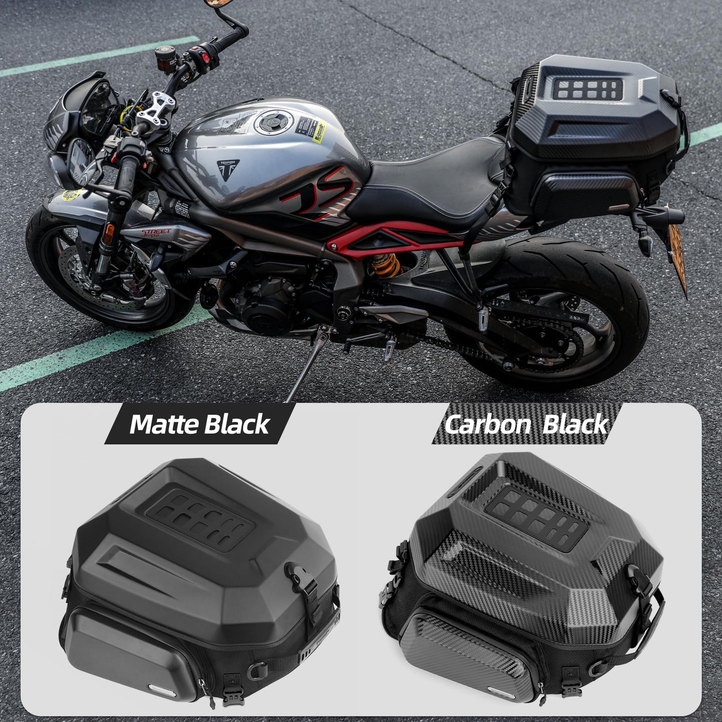 Rhinowalk Motorcycle Tail Bag Travel Luggage Expandable Motorcycle Helmet Bag 23L-35L Waterproof All Weather/Trunk/Rack Bag with Sissy Bar Straps-Matt Black New Upgrade