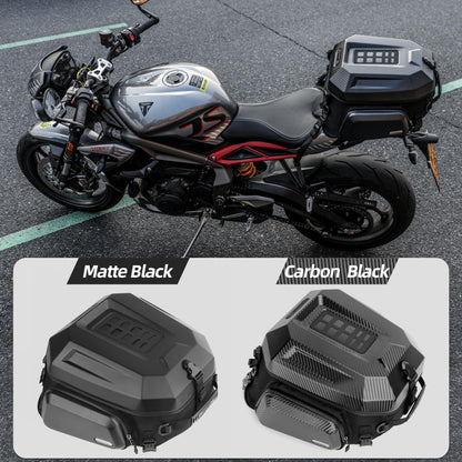 Rhinowalk Motorcycle Tail Bag Travel Luggage Expandable Motorcycle Helmet Bag 23L-35L Waterproof All Weather/Trunk/Rack Bag with Sissy Bar Straps-Matt Black New Upgrade