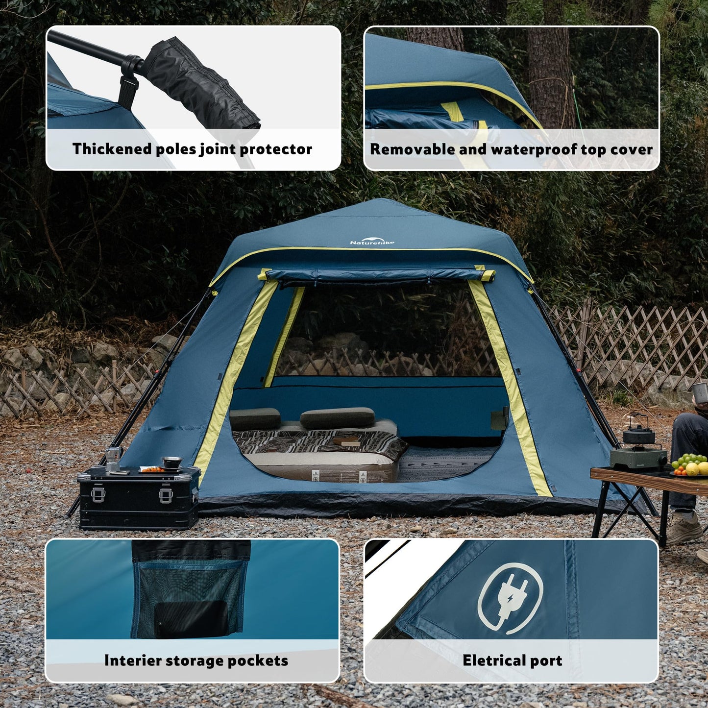 Naturehike Cape Lite 4-6 Person Camping Tent, Easy Setup in Seconds Instant Cabin Tents for Family Camping & Hiking