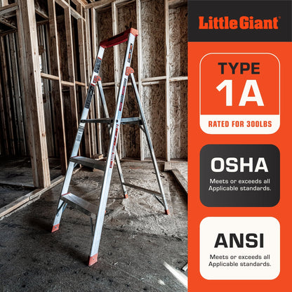 Little Giant Ladder Systems Flip-N-Lite, 5-Foot, Stepladder, Aluminum, Type 1A, 300 lbs Rated (15273-001)