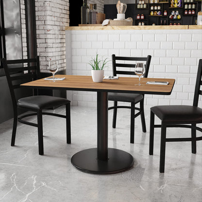 Flash Furniture 30'' x 48'' Rectangular Walnut Laminate Table Top with 24'' Round Table Height Base