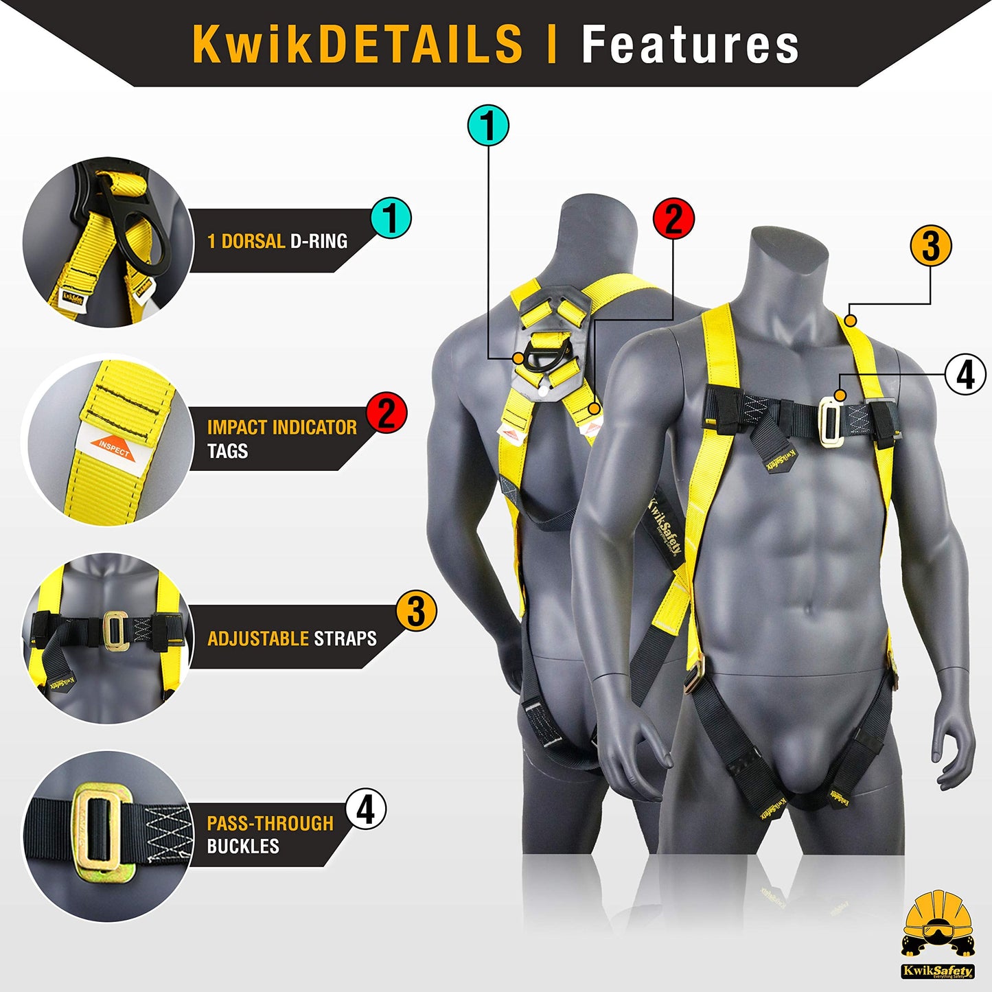 KwikSafety - Charlotte, NC - TSUNAMI KIT [Premium BRAIDED ROPE] Vertical Lifeline, 1-D Ring Safety Harness, Lightweight Tool Lanyard, Roof Anchor, 20L Dry Bag ANSI OSHA Fall Protection System / 50 FT.