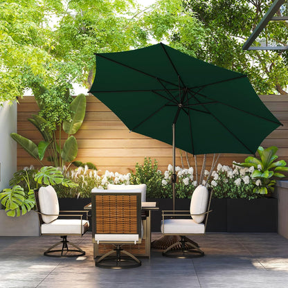 Abba Patio 9FT Outdoor Umbrella - Push Button Tilt & Crank | UV Protection, Waterproof, Dark Green