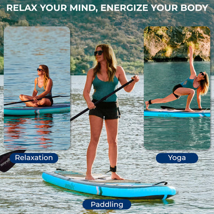 SereneLife 10’6” Inflatable Stand Up Paddle Board with Premium SUP Accessories - 33” Wide Stable Design with Non-Slip EVA Deck Pad for Youth and Adults, 350 lbs. Capacity