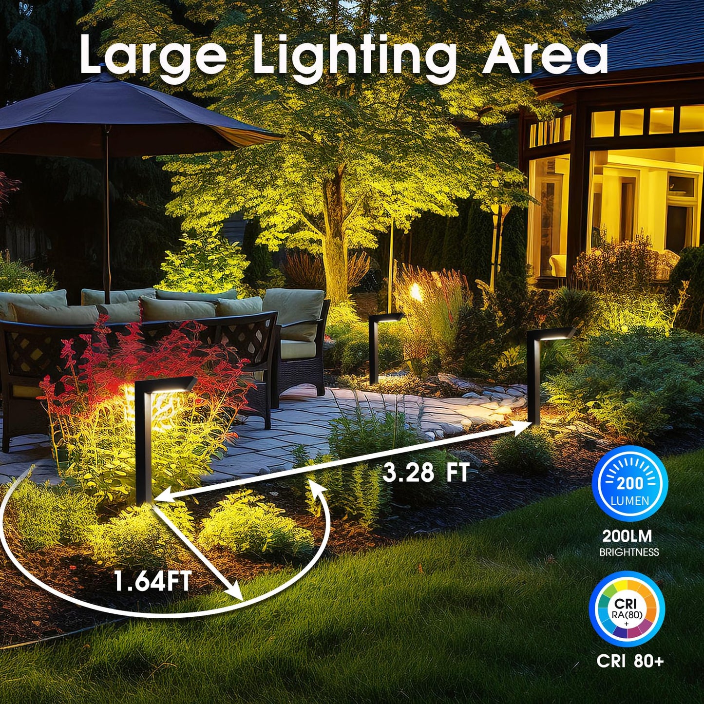 Energetic 5CCT Low Voltage Landscape Lights, 5W 200LM IP65 Waterproof LED Pathway Lights, 50000 Hrs, Outdoor Landscape Lighting, Square Modern Side Lit, Die-cast Aluminum Housing, ETL, Black, 6 Pack