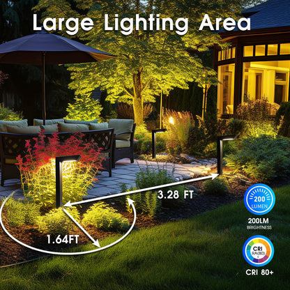Energetic 5CCT Low Voltage Landscape Lights, 5W 200LM IP65 Waterproof LED Pathway Lights, 50000 Hrs, Outdoor Landscape Lighting, Square Modern Side Lit, Die-cast Aluminum Housing, ETL, Black, 6 Pack