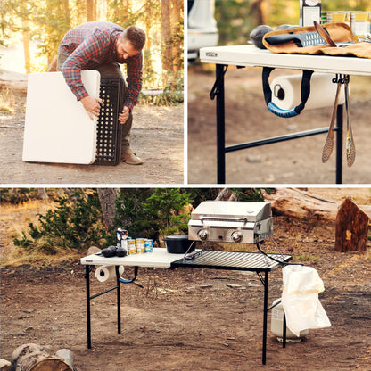 LIFETIME Folding Tailgate Table with Grill Rack, Portable Outdoor Camping Station, 5-Foot
