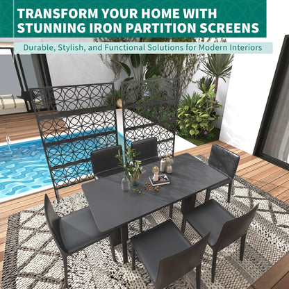 Garveelife Outdoor Privacy Screen Freestanding, 72" H×47" W Patio Privacy Screen with Stable Base, Metal Privacy Panels for Balcony, Yard and Garden, 1PC