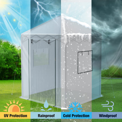 WORKPRO Greenhouse, 94" x70" x98" Pop-up Greenhouse for Outdoors , Heavy Duty Gardening House with Sturdy PE Cover, Roll-up Entry Doors and 2 Screen Windows, for Patio, Backyard, Balcony