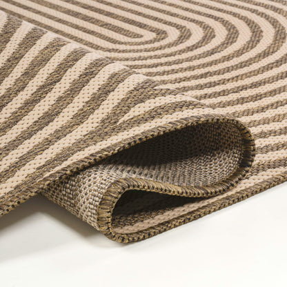 JONATHAN Y Geometric Arch Stripe Indoor Outdoor Area Rug 5X8 Beige/Brown, Margot Modern for Backyard, Patio, Porch, Easy-Cleaning, High Traffic, Pet-Friendly, Non-Shedding (SHP201A-5)