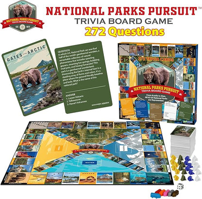 National Parks Pursuit - Fun Family Trivia Board Game for Kids and Adults